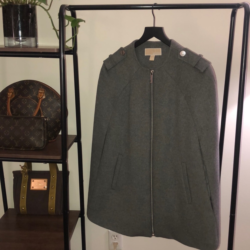Wool Blend Military Cape Coat - Gray.*NEW W/OUT TAGS